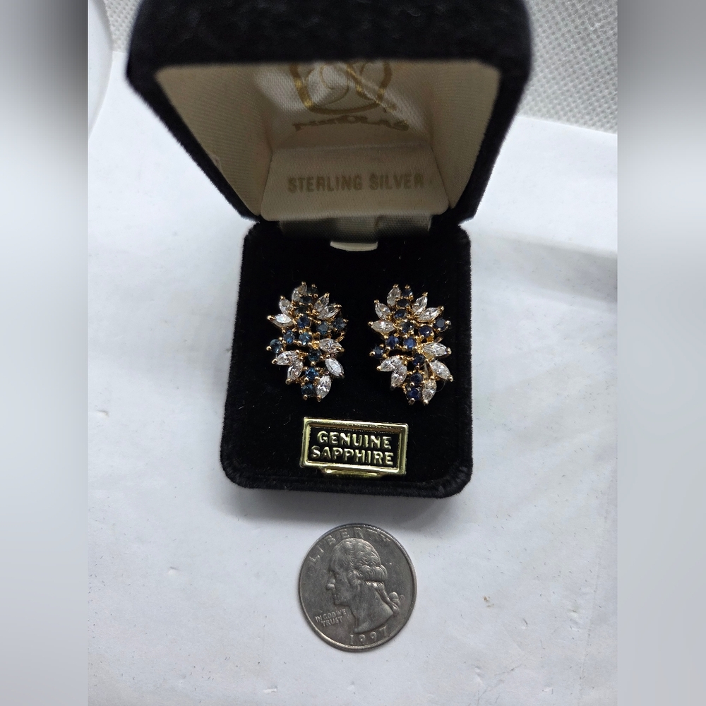 Elegant Sterling Silver Sapphire Earrings